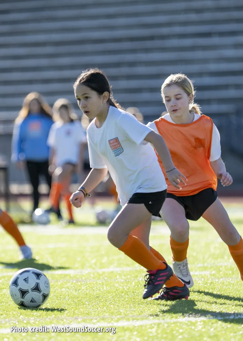 Photo: Two West Sound Soccer players during a training session.